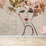 Woman Face Art with Winter Leaf Wallpaper Mural