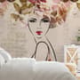 Woman Face Art with Winter Leaf Wallpaper Mural