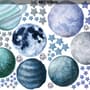Watercolor Planets and Stars Wall Decal Sticker