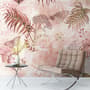 Pink Leaf and Blossom Wallpaper Mural
