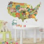 United States Map Wall Decal Sticker for Kids Room