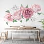 Aquarell Wandtattoo: Rosa und Weiße Pfingstrosenblumenstrauß mit Rosenknospe