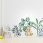 Kids Cute Safari Animal with Tropical Trees Wall Decal Sticker