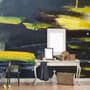 Oil Painting Black Yellow Splash Wallpaper Mural