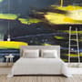Oil Painting Black Yellow Splash Wallpaper Mural