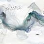 Papier peint panoramique abstrait de fumée colorée et d'arbres