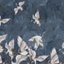 Fototapete Dunkelblaue Blätter im Grunge-Stil mit Kranichen