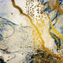 Dark Blue Ocean Brushes with Gold Style Waves Wallpaper Mural