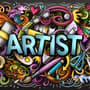 Drawing Graffiti Artist with Colorful Painting Wallpaper Mural