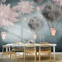 Gray Pink Feather Hot Air Balloon Wallpaper Mural