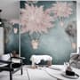 Gray Pink Feather Hot Air Balloon Wallpaper Mural