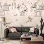 Japanese Crane Birds and Empty Cages Wallpaper Mural