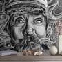 Grayscale Smoker Man Wallpaper Mural