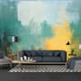Watercolor Style Green Yellow Abstract Painting Wallpaper Mural