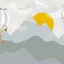 Kids Nursery Mountain Landscape with Hot Air Balloon Wallpaper Mural