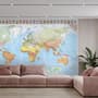 Political World Map and Country Flags Wallpaper Mural