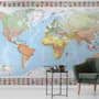 Political World Map and Country Flags Wallpaper Mural