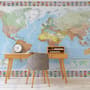 Political World Map and Country Flags Wallpaper Mural