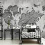 Monochrome World Map Wallpaper Mural