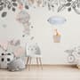 Papier peint bébé éléphant et montgolfières