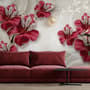Crystal Red Floral Art Wallpaper Mural