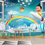 Cartoon Boo Monsters and Hot Air Balloon Wallpaper Mural