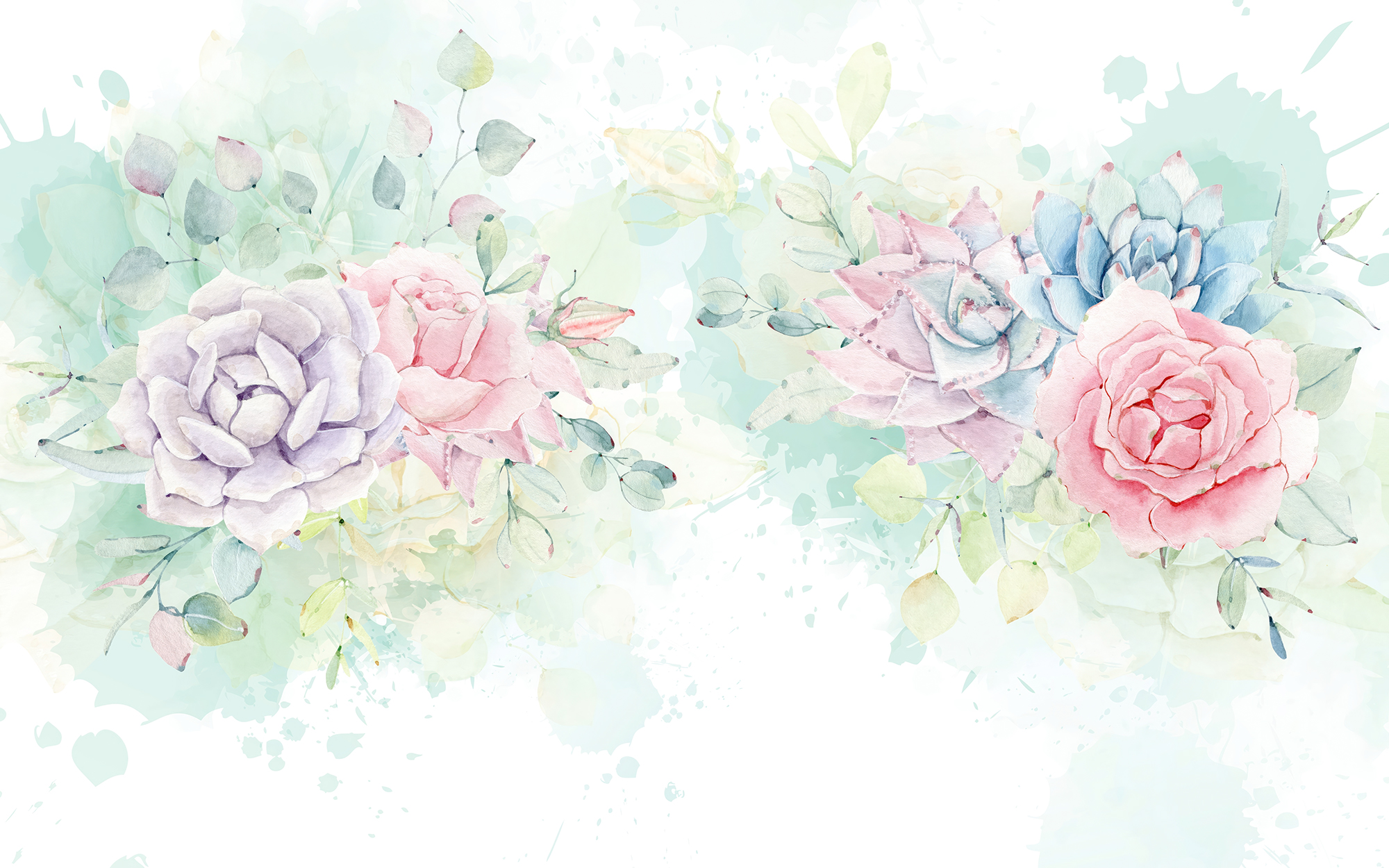 Watercolor Soft Floral Wallpaper Mural