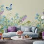 Papier peint panoramique jardin fleuri violet