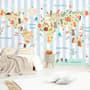 Kids Animals World Map with Stripe Pattern Wallpaper Mural