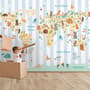 Kids Animals World Map with Stripe Pattern Wallpaper Mural
