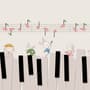 Cartoon Piano with Rabbits Wallpaper Mural
