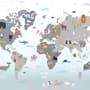 Gray Kids World Map Wallpaper Mural