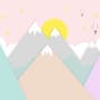 Pink Mountainscape and Hot Air Balloon Wallpaper Mural