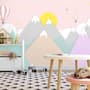 Pink Mountainscape and Hot Air Balloon Wallpaper Mural