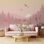 Pink Sunrise Landscape with Flamingos Wallpaper Mural