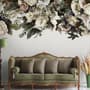 Retro Dark White Flowers Wallpaper Mural