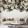 Retro Dark White Flowers Wallpaper Mural