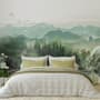 Waterfall with Misty Green Forest Landscape Wallpaper Mural