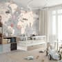Vintage Kids World Map with Aircraft and Hot Air Balloon Wallpaper Mural