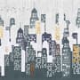 Watercolor City Silhouette Wallpaper Mural