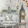 London Big Ben and Westminster with Autumn Leaves Wall Decal Sticker