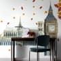 London Big Ben and Westminster with Autumn Leaves Wall Decal Sticker