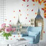 London Big Ben and Westminster with Autumn Leaves Wall Decal Sticker