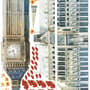 London Big Ben and Westminster with Autumn Leaves Wall Decal Sticker