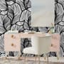 Golden Look Stylish Leaf  Line Art Wallpaper Mural