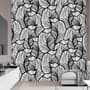 Golden Look Stylish Leaf  Line Art Wallpaper Mural