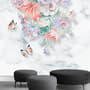 Boho Floral Bouqet with Marble Pattern Wallpaper Mural