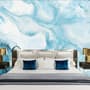 Acrylic Painting Fresh Blue Waves Wallpaper Mural