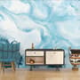 Acrylic Painting Fresh Blue Waves Wallpaper Mural