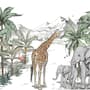Fototapete "Tropische Tiere mit Bergmotiv für Kinderzimmer"